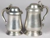TWO ENGLISH PEWTER TANKARDSTwo