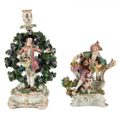 Two English porcelain figural Derby