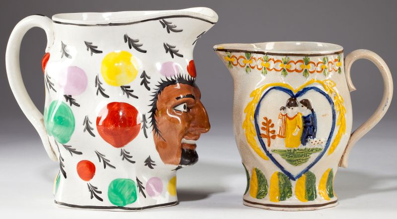 Two English Prattware Pitchersthe
