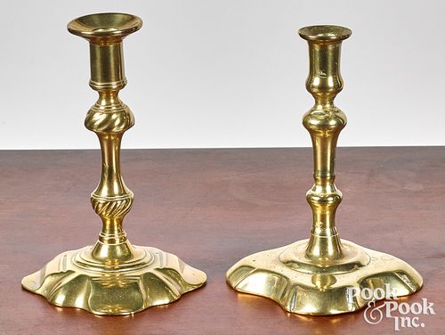 TWO ENGLISH QUEEN ANNE BRASS