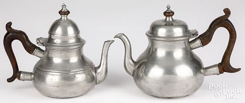 TWO ENGLISH QUEEN ANNE PEWTER