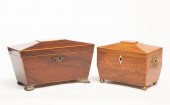 TWO ENGLISH RECTANGULAR TEA CA