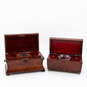 TWO ENGLISH REGENCY TEA CADDIE