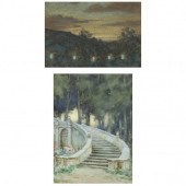 TWO ENGLISH SCHOOL GARDEN SCEN