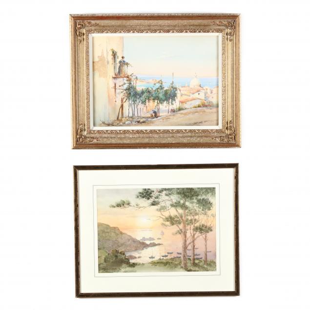 TWO ENGLISH SCHOOL WATERCOLOR