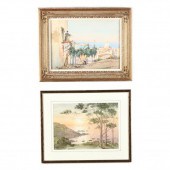 TWO ENGLISH SCHOOL WATERCOLOR