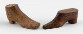TWO ENGLISH SHOE-FORM TREEN AN
