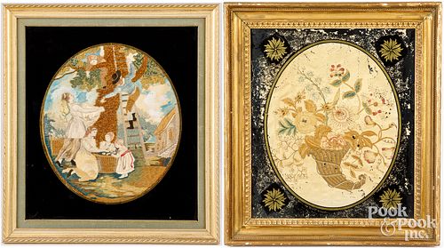 TWO ENGLISH SILK AND CHENILLE