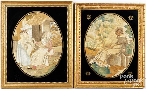 TWO ENGLISH SILK EMBROIDERIESTwo