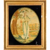 TWO ENGLISH SILK EMBROIDERY PI