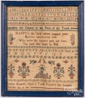 TWO ENGLISH SILK ON LINEN SAMP
