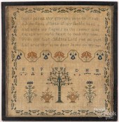 TWO ENGLISH SILK ON LINEN SAMP