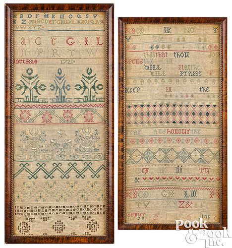 TWO ENGLISH SILK ON LINEN