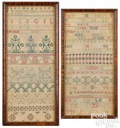 TWO ENGLISH SILK ON LINEN NEED