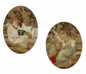 TWO ENGLISH SILK & WOOLWORKS O