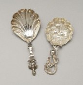 Two English silver caddy spoon