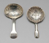 Two English silver caddy spoon