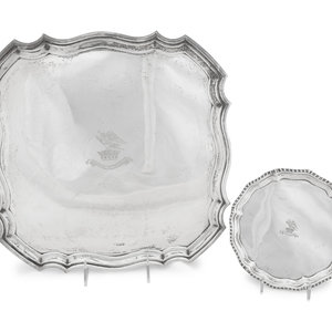 Two English Silver Footed Trays