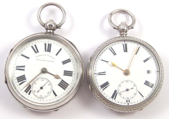TWO ENGLISH SILVER OPENFACE KEY