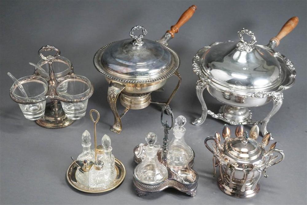 TWO ENGLISH SILVER PLATE CHAFING