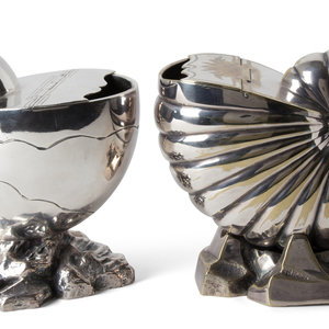 Two English Silver-Plate Nautilus