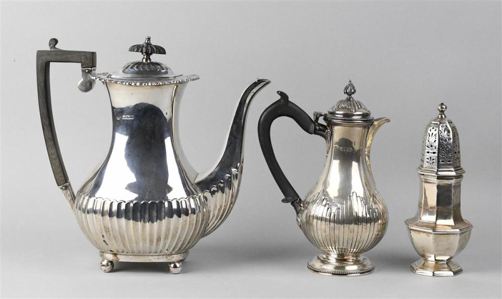 TWO ENGLISH SILVER TEAPOTS AND A