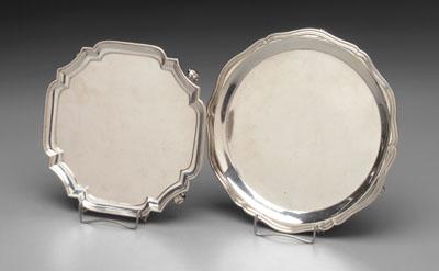 Two English silver trays, both .925