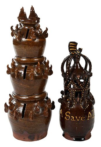 TWO ENGLISH SLIPWARE MONEY