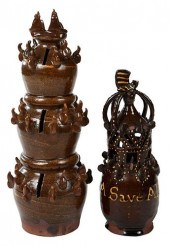 TWO ENGLISH SLIPWARE MONEY BOX