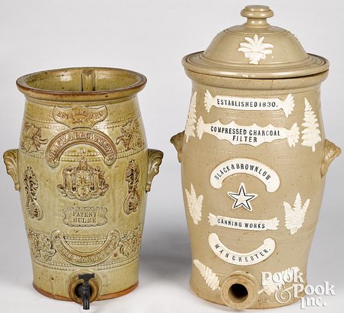 TWO ENGLISH STONEWARE WATER