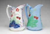 TWO ENGLISH STRAWBERRY PITCHER