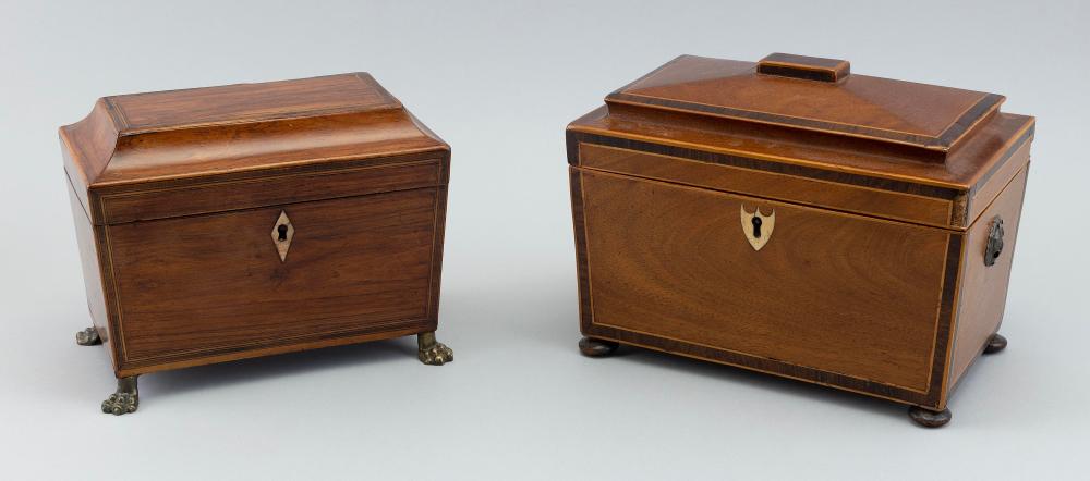 TWO ENGLISH TEA CADDIES 19TH