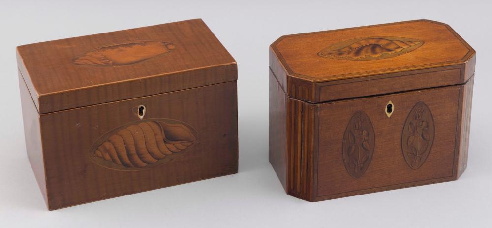 TWO ENGLISH TEA CADDIES 19TH