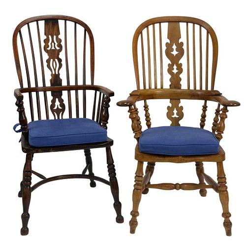 TWO ENGLISH WINDSOR ARMCHAIRS, ON