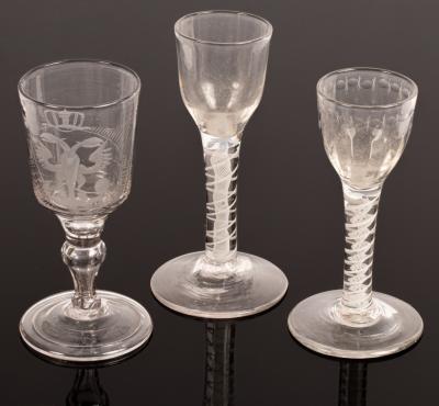 Two English wine glasses, circa