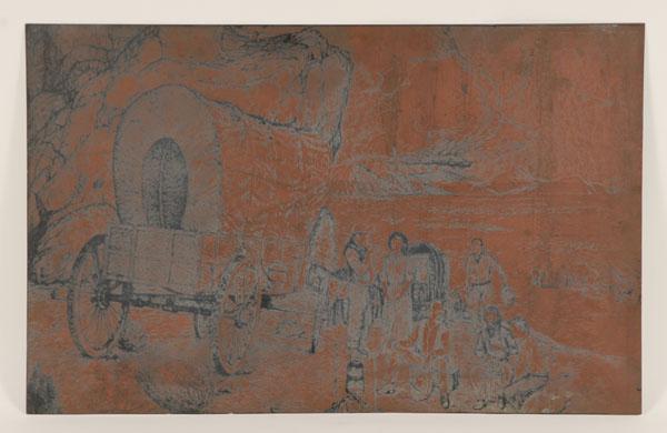 Two engraved copper panels