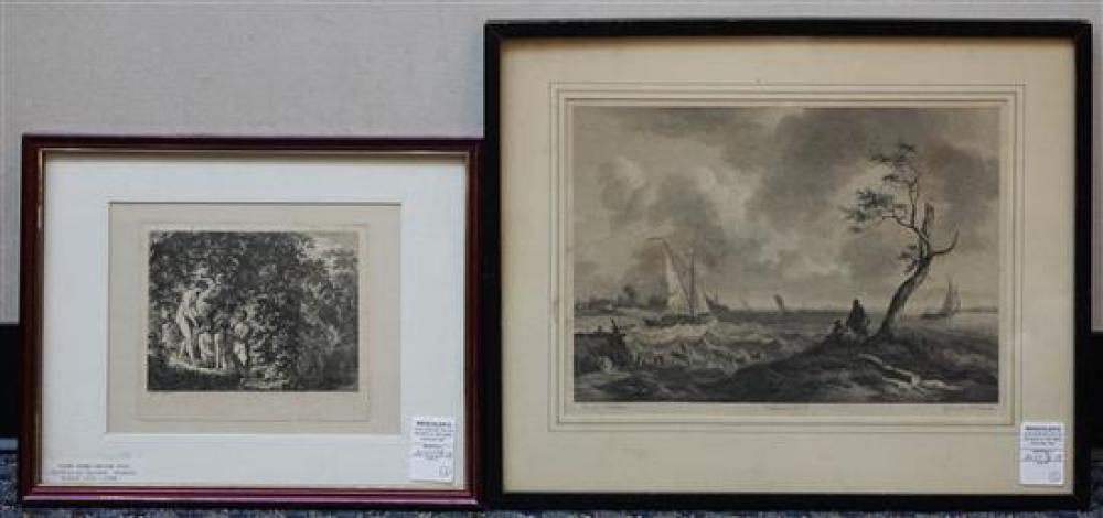 TWO ENGRAVINGS: FOUR FIGURES IN A