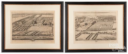 TWO ENGRAVINGS OF ENGLISH ESTATES