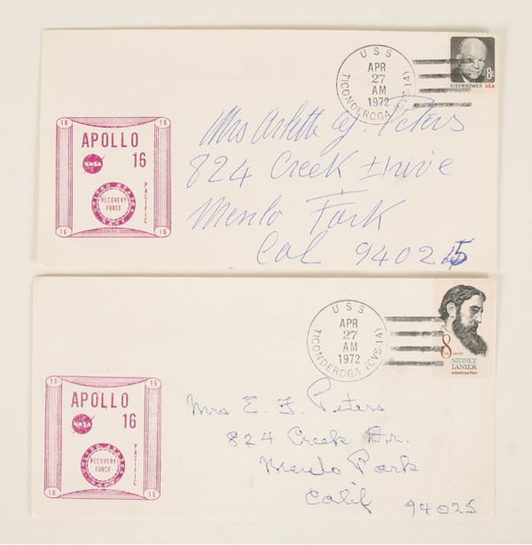 Two envelopes flown in space from