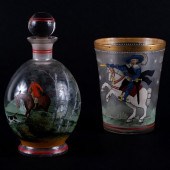TWO EQUESTRIAN THEMED ENAMEL G