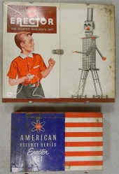 Two erector sets  two metal bo