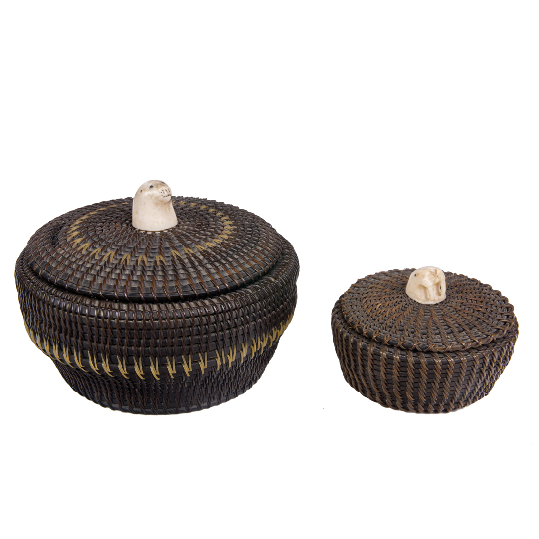 TWO ESKIMO BALEEN BASKETS, BOTH