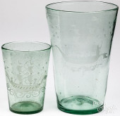 TWO ETCHED GLASS FLIPS WITH SH