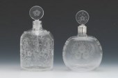 Two Etched Glass Perfume Bottl