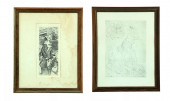 TWO ETCHINGS.  France  mid 20t