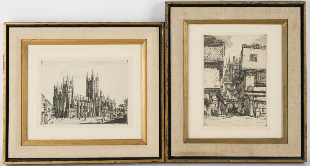 TWO ETCHINGS OF CANTERBURY,
