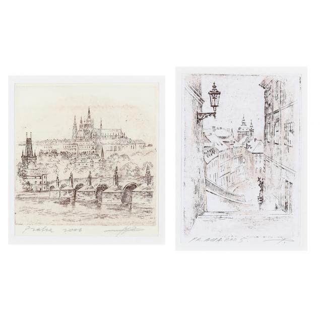 TWO ETCHINGS OF PRAGUE Etchings