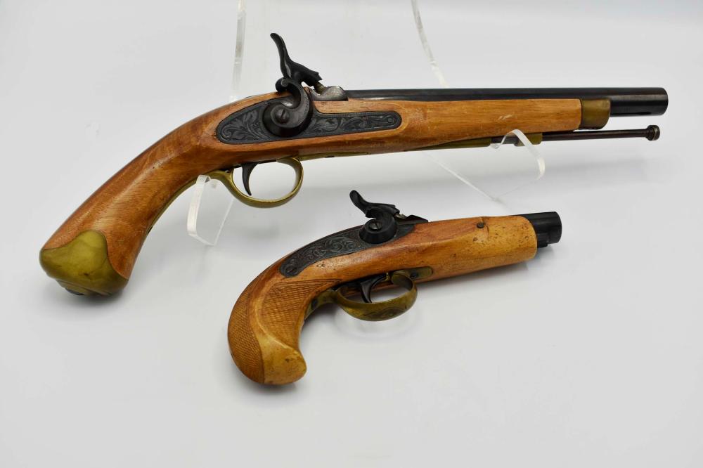 TWO EUROPEAN METAL-MOUNTED WALNUT