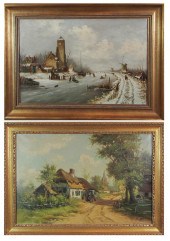 TWO EUROPEAN OILS ON CANVAS LA