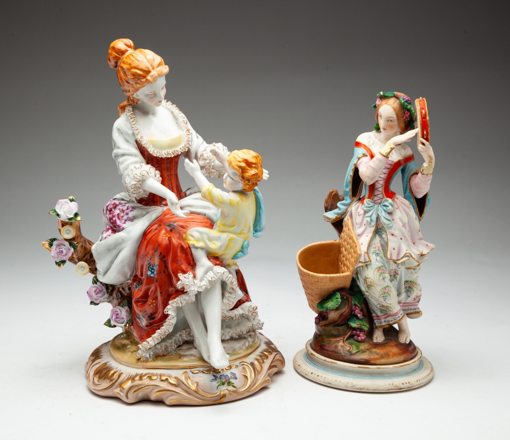 TWO EUROPEAN PORCELAIN FIGURINES. A